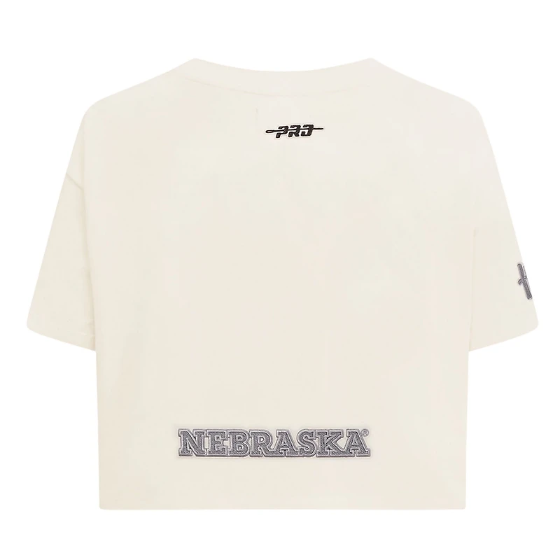 Pro Standard Nebraska Huskers Reverse French Terry Boxy Cropped T-Shirt
