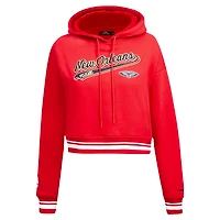 Pro Standard New Orleans Pelicans Script Tail Cropped Pullover Hoodie
