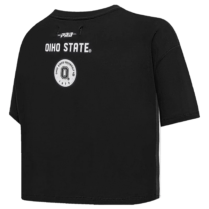 Pro Standard Ohio State Buckeyes Rhinestone  Pearl Boxy Cropped T-Shirt