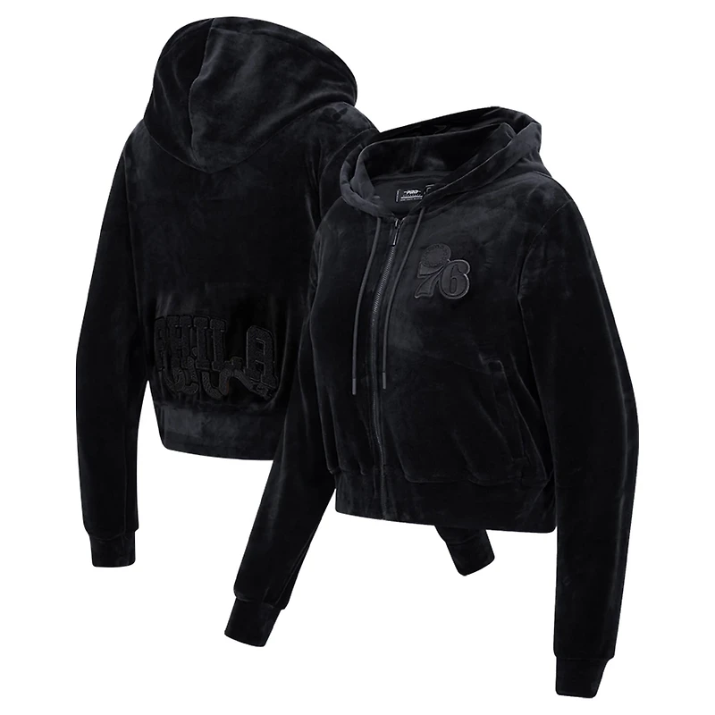 Pro Standard Philadelphia 76ers Triple Velour Full-Zip Hoodie