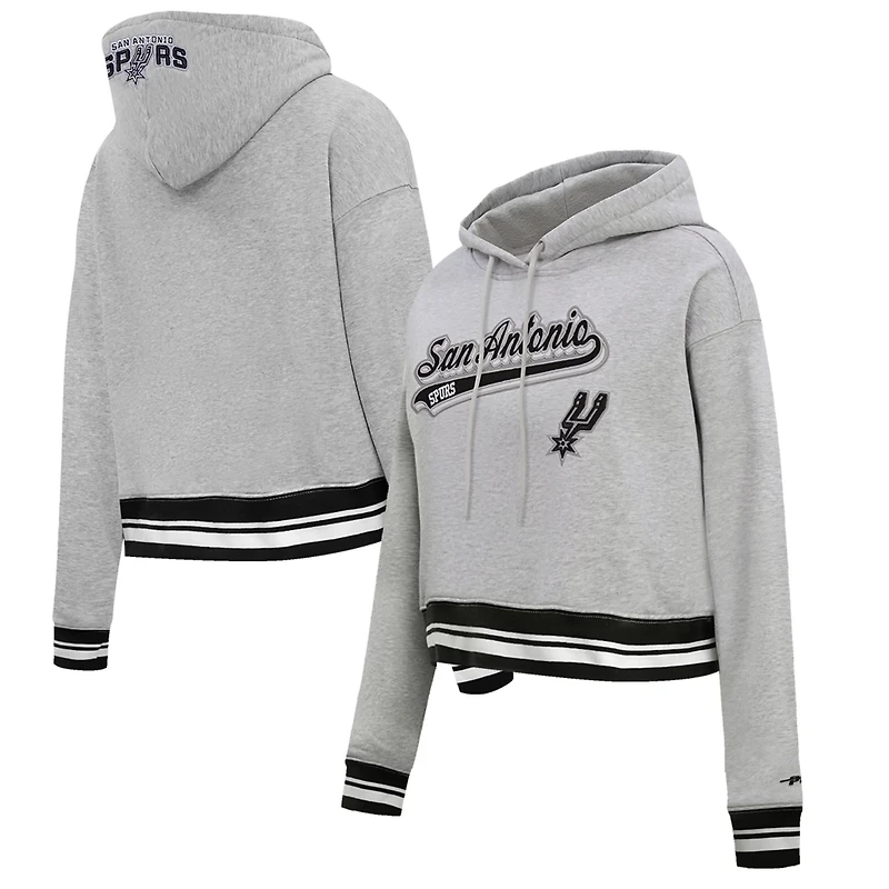 Pro Standard San Antonio Spurs Script Tail Cropped Pullover Hoodie