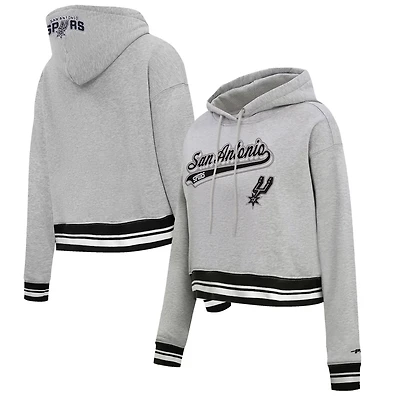 Pro Standard San Antonio Spurs Script Tail Cropped Pullover Hoodie