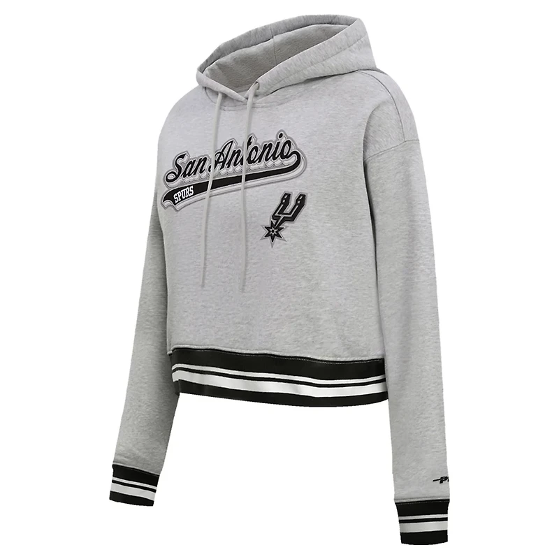 Pro Standard San Antonio Spurs Script Tail Cropped Pullover Hoodie