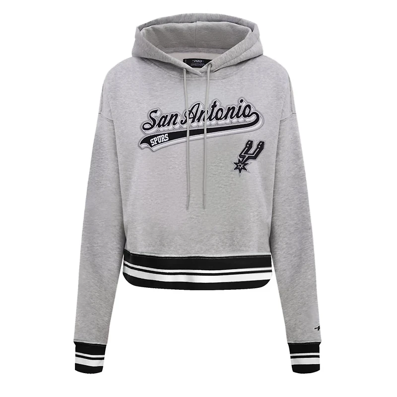 Pro Standard San Antonio Spurs Script Tail Cropped Pullover Hoodie
