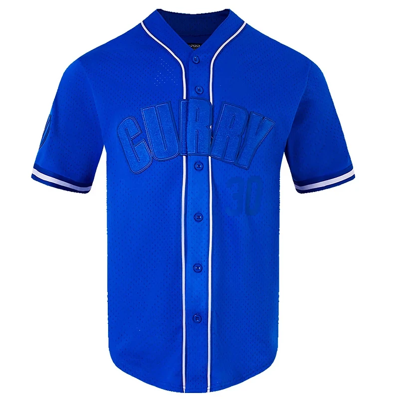 Pro Standard Stephen Curry Golden State Warriors Triple Tonal Mesh Button-Up Top