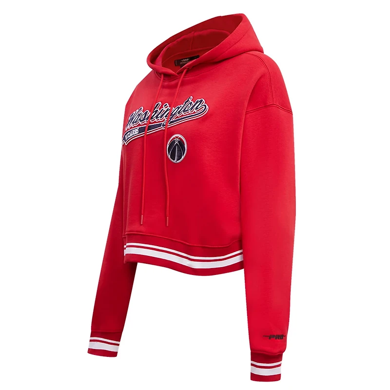 Pro Standard Washington Wizards Script Tail Cropped Pullover Hoodie