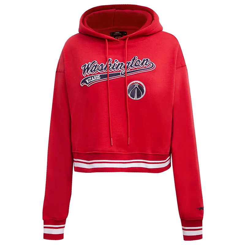 Pro Standard Washington Wizards Script Tail Cropped Pullover Hoodie