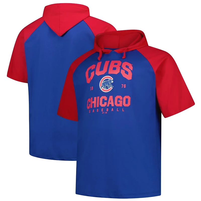 Profile Chicago Cubs Big  Tall Short Sleeve Pullover Hoodie