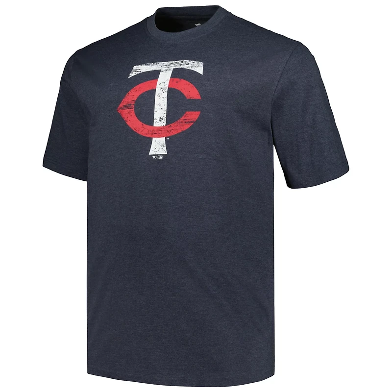 Profile Heather Minnesota Twins Big  Tall Weathered Logo T-Shirt