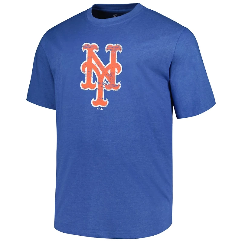 Profile Heather New York Mets Big  Tall Weathered Logo T-Shirt
