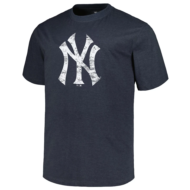Profile Heather New York Yankees Big  Tall Weathered Logo T-Shirt