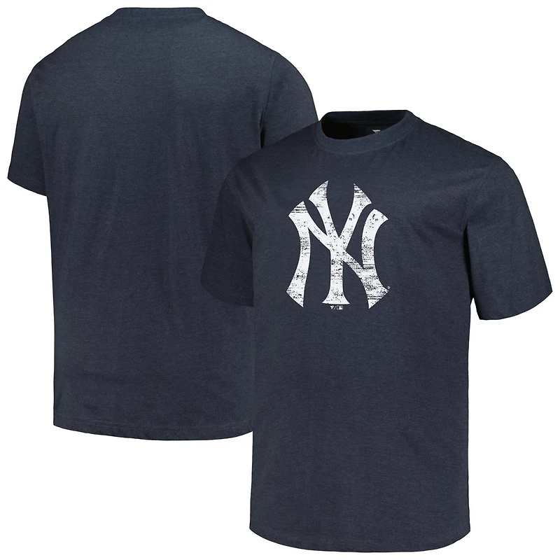 Profile Heather New York Yankees Big  Tall Weathered Logo T-Shirt