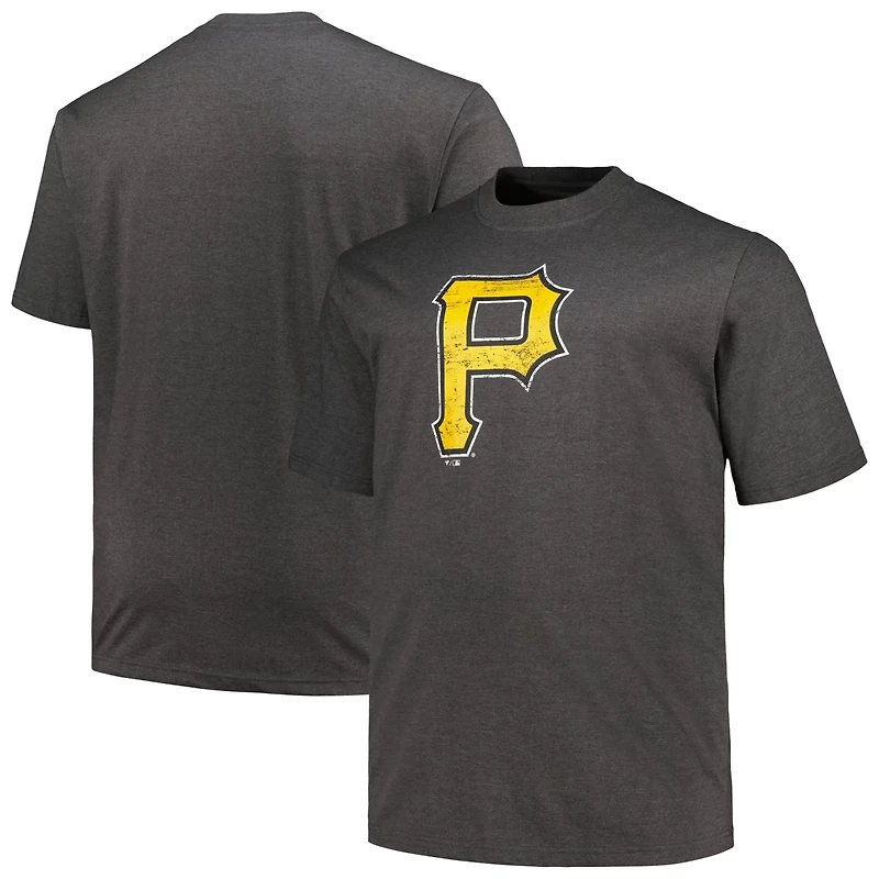 Profile Heather Pittsburgh Pirates Big Tall Weathered Logo T-Shirt