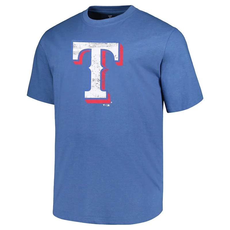 Profile Heather Texas Rangers Big  Tall Weathered Logo T-Shirt