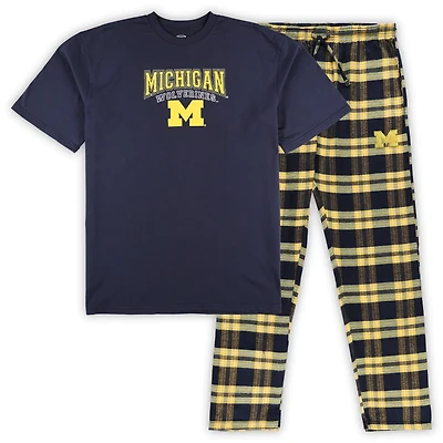 Profile Maize Michigan Wolverines Big  Tall 2-Pack T-Shirt Flannel Pants Set