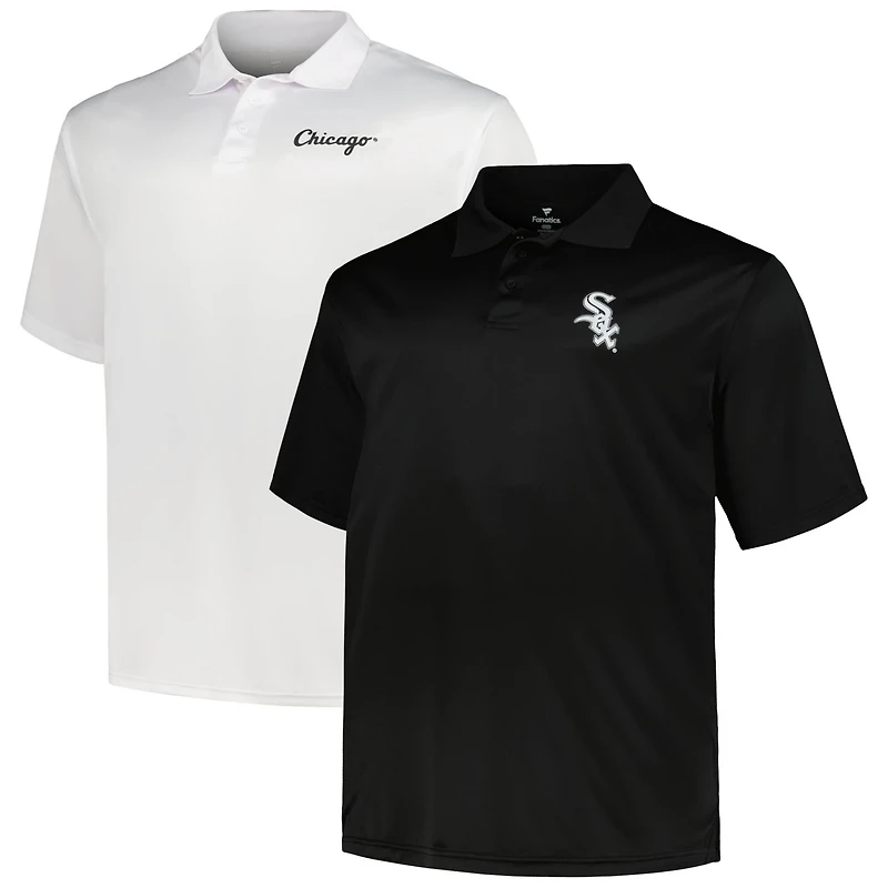 Profile White Chicago Sox Big Tall Two-Pack Solid Polo Set