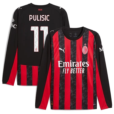 Puma Christian Pulisic AC Milan 2025 26 Home Replica Long Sleeve Player Jersey
