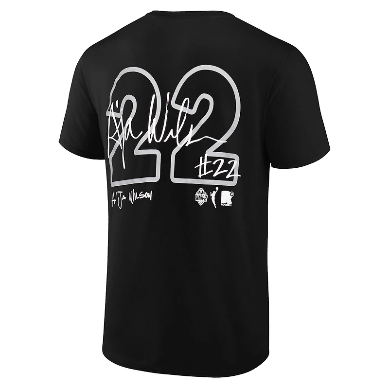 round21 A'ja Wilson Las Vegas Aces Player Signature Name  Number T-Shirt