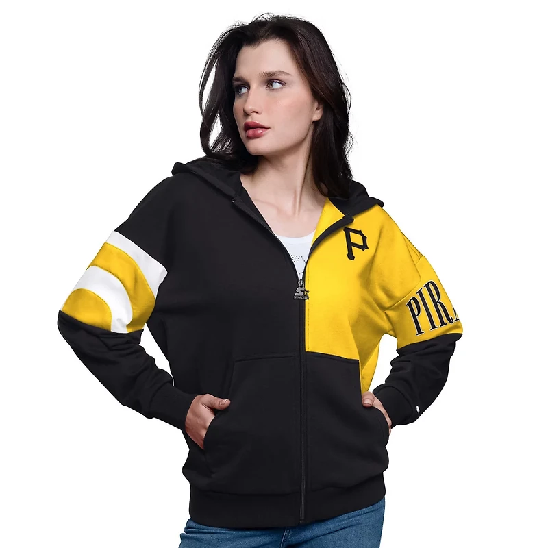 Starter Gold Pittsburgh Pirates Curve Ball Full Zip Hoodie Sweatshirt