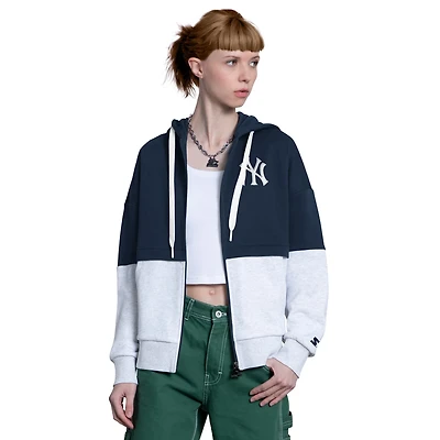 Starter Heather Gray New York Yankees Wishbone Full-Zip Hoodie