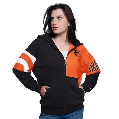 Starter Orange Baltimore Orioles Curve Ball Full Zip Hoodie Sweatshirt