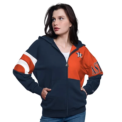 Starter Orange Houston Astros Curve Ball Full Zip Hoodie Sweatshirt