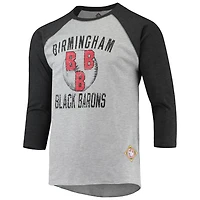 Stitches Heathered Gray Birmingham Barons Negro League Wordmark Raglan 3 4-Sleeve T-Shirt