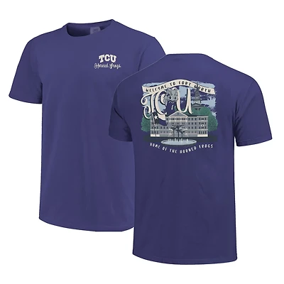 TCU Horned Frogs Comfort Colors Campus Scene Drawing Script T-Shirt
