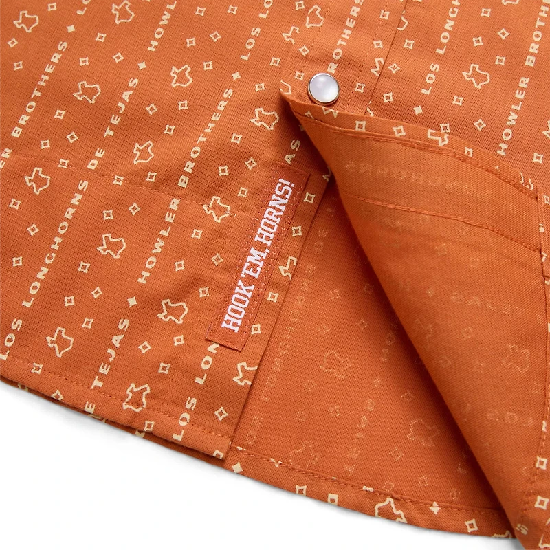 Texas Texas Longhorns x Howler Brothers Texas Print Full-Snap Shirt