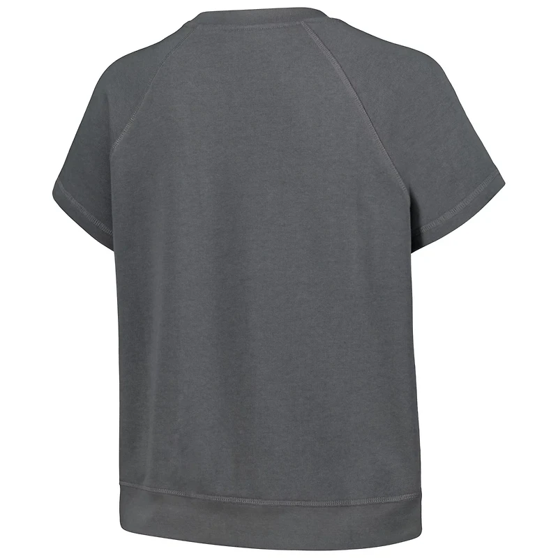 The Wild Collective Boston Celtics Embroidered Fleece Raglan Short Sleeve Pullover Sweatshirt