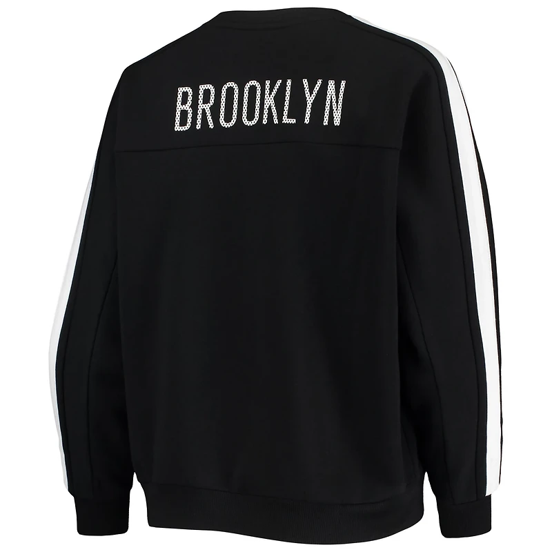The Wild Collective Brooklyn Nets Perforated Logo Pullover Sweatshirt