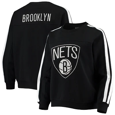 The Wild Collective Brooklyn Nets Perforated Logo Pullover Sweatshirt