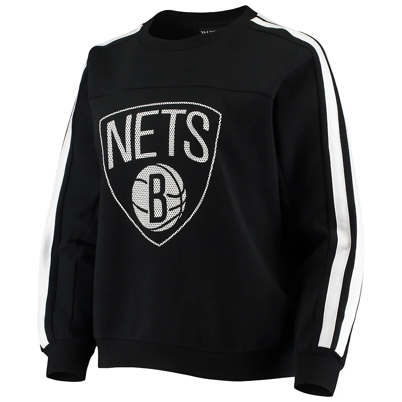 The Wild Collective Brooklyn Nets Perforated Logo Pullover Sweatshirt