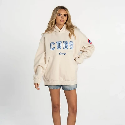 The Wild Collective Chicago Cubs Oversized Cord Tri-Blend Hoodie