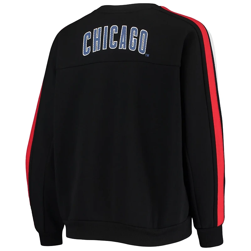 The Wild Collective Chicago Cubs Perforated Logo Pullover Sweatshirt