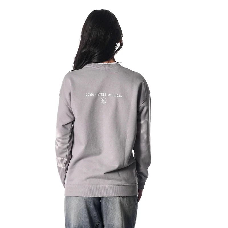 The Wild Collective Golden State Warriors Bleached Tie-Dye Pullover Sweatshirt