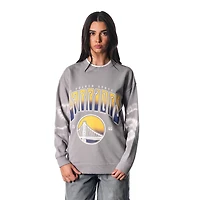 The Wild Collective Golden State Warriors Bleached Tie-Dye Pullover Sweatshirt