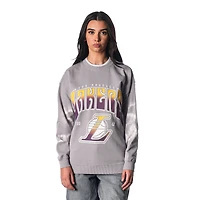 The Wild Collective Los Angeles Lakers Bleached Tie-Dye Pullover Sweatshirt