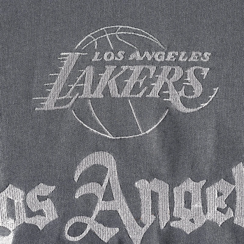 The Wild Collective Los Angeles Lakers Embroidered Fleece Raglan Short Sleeve Pullover Sweatshirt