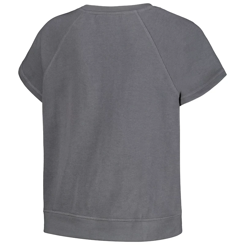 The Wild Collective Los Angeles Lakers Embroidered Fleece Raglan Short Sleeve Pullover Sweatshirt