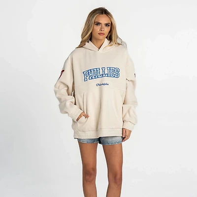 The Wild Collective Philadelphia Phillies Oversized Cord Tri-Blend Hoodie