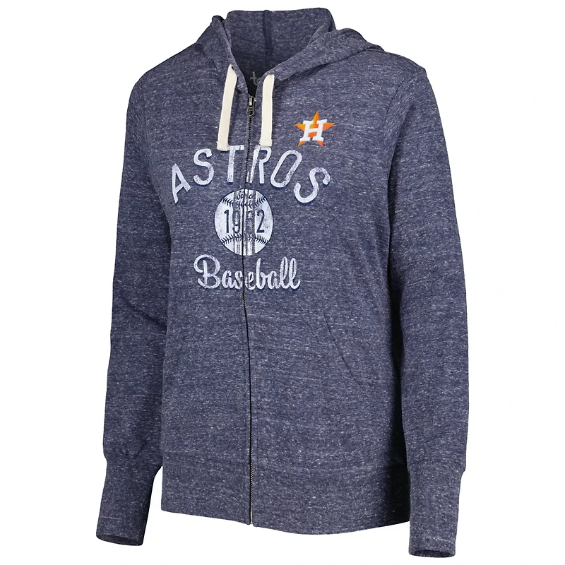 Touch Heather Houston Astros Training Camp Tri-Blend Lightweight Full-Zip Hoodie