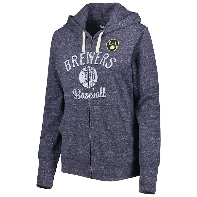 Touch Milwaukee Brewers Training Camp Tri-Blend Lightweight Full-Zip Hoodie