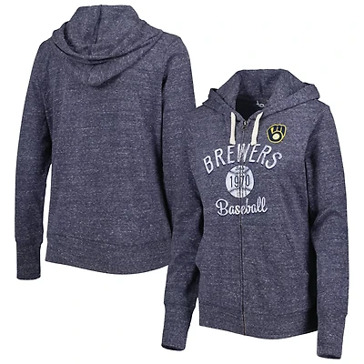 Touch Milwaukee Brewers Training Camp Tri-Blend Lightweight Full-Zip Hoodie