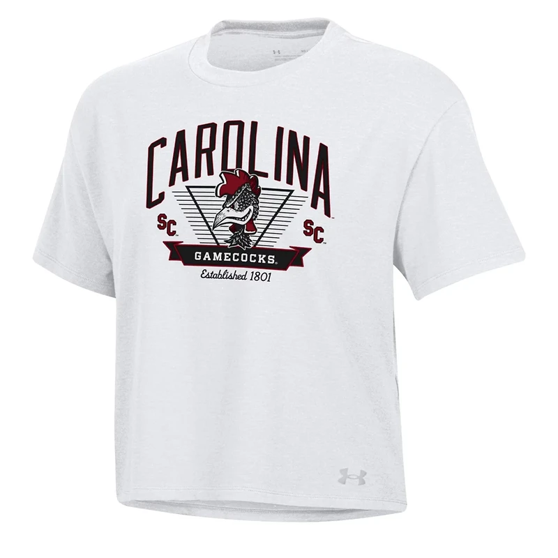 Under Armour South Carolina Gamecocks Essentials Icon Ultra-Soft Tri-Blend Boxy Cropped T-Shirt