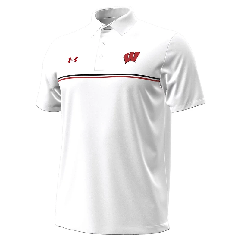 Under Armour Wisconsin Badgers Performance Drive Chest Stripe Polo