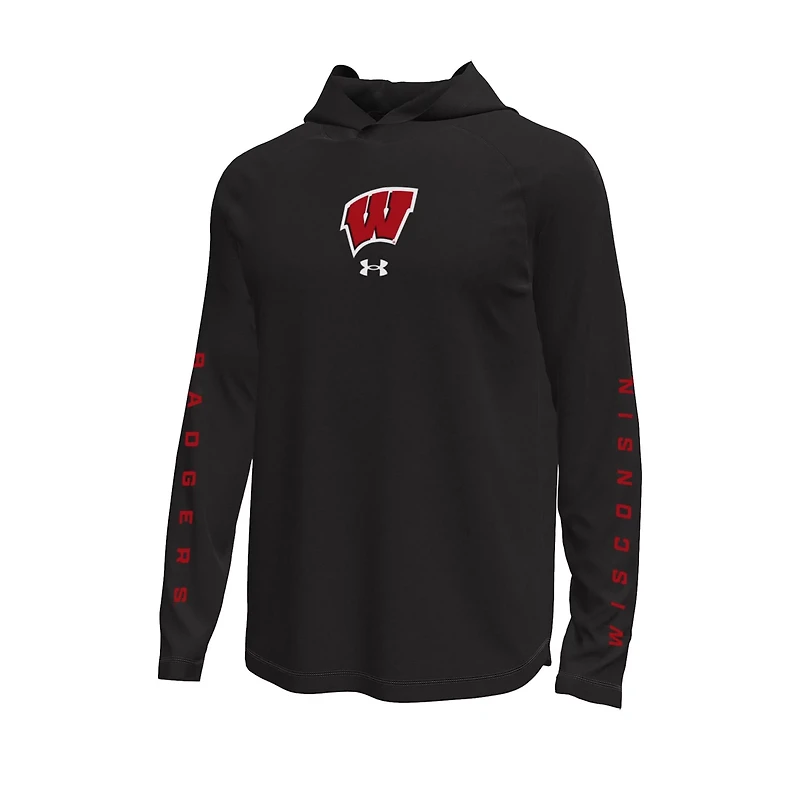 Under Armour Wisconsin Badgers Tech Stretch Long-Sleeve Hooded T-Shirt