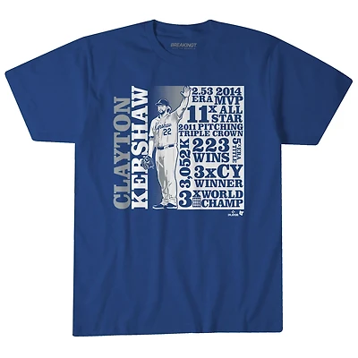 Unisex BreakingT Clayton Kershaw Los Angeles Dodgers GOAT List T-Shirt