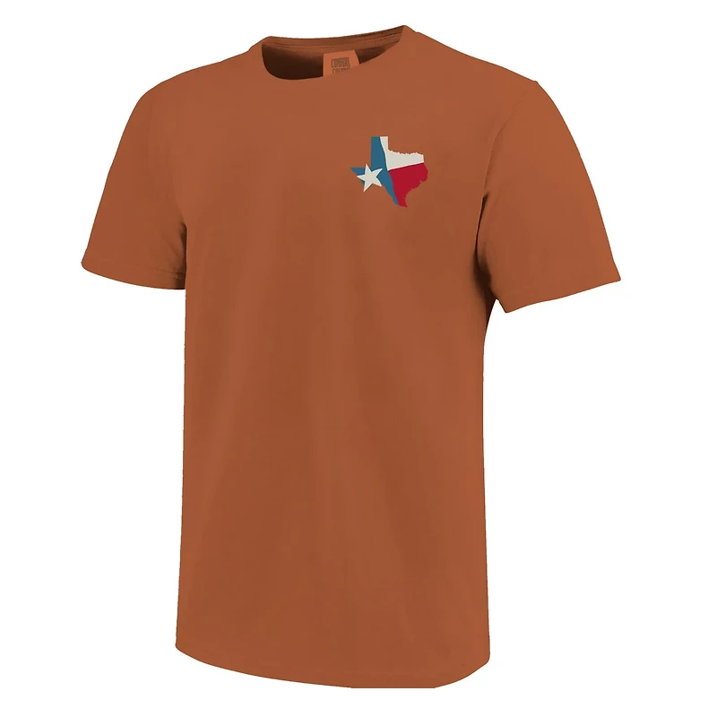 Unisex Image One Burnt Texas Longhorns Hyper Local Bevo State Flag T-Shirt