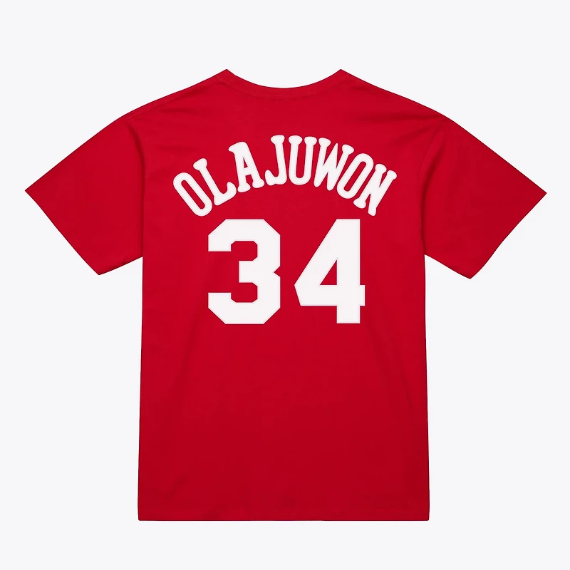 Unisex Mitchell Ness Hakeem Olajuwon Houston Rockets Hardwood Classics Name Number T-Shirt